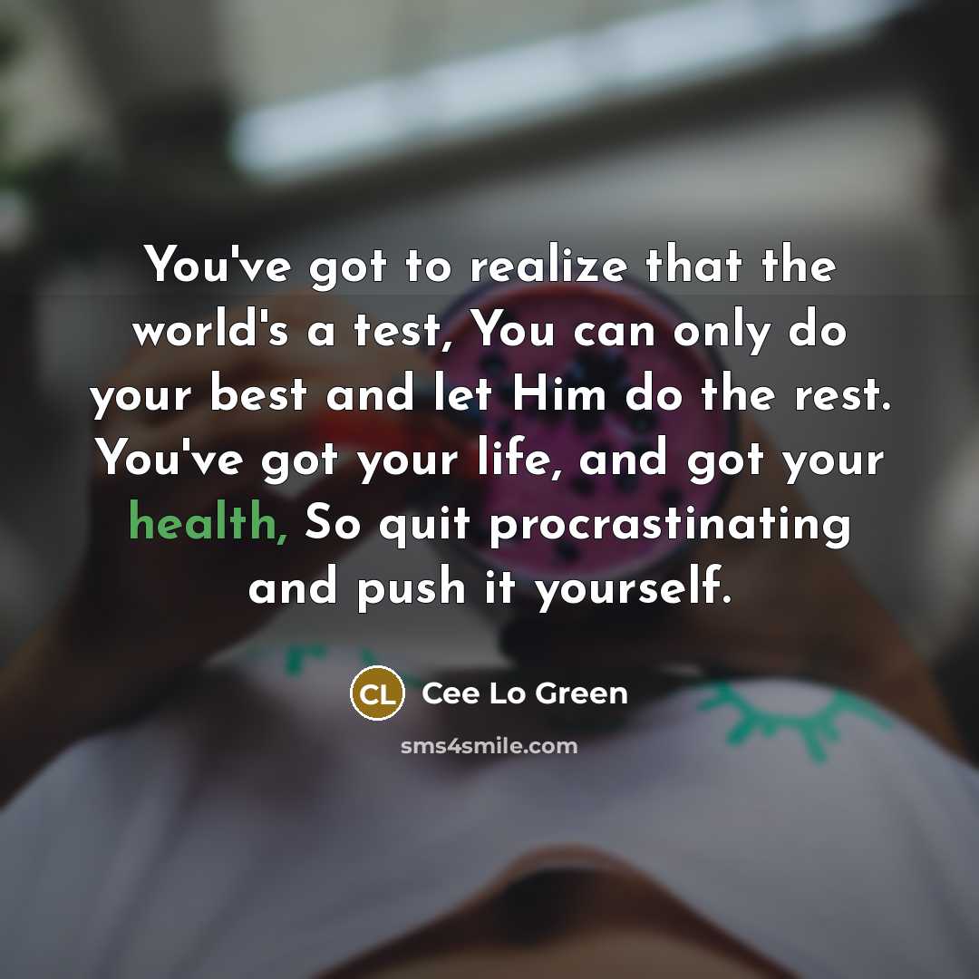 “You've got to realize that the world's a test, You…” quote by Cee Lo Green