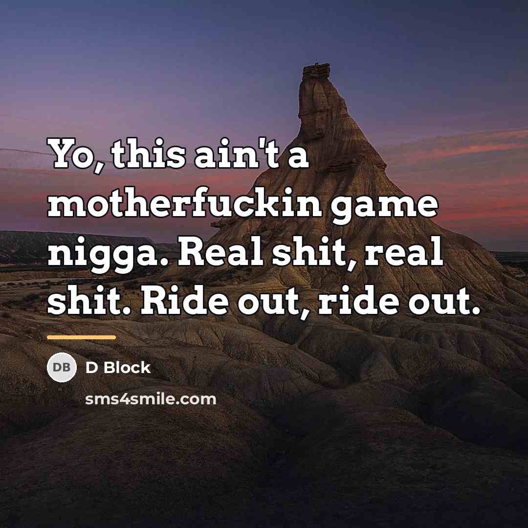 “Yo, this ain't a motherfuckin game nigga. Real shit, real…” quote by D Block