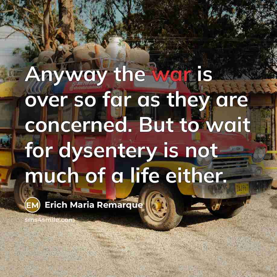 “Anyway the war is over so far as they are…” quote by Erich Maria Remarque