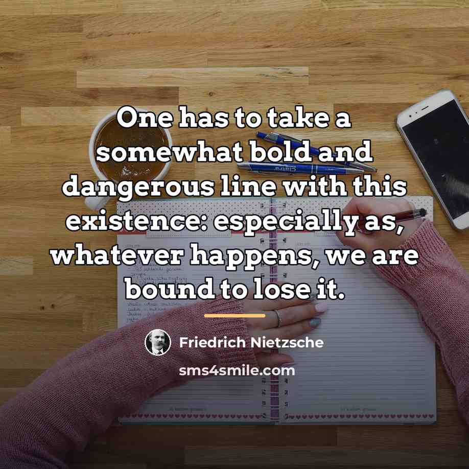 “One has to take a somewhat bold and dangerous line…” quote by Friedrich Nietzsche