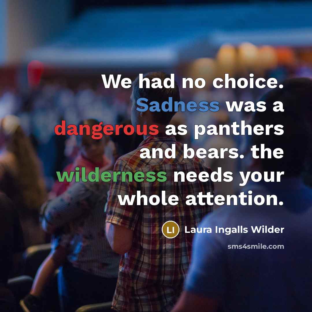 “We had no choice. Sadness was a dangerous as panthers…” quote by Laura Ingalls Wilder