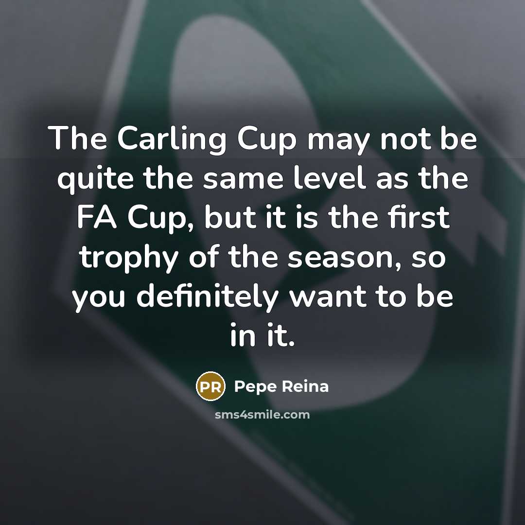 “The Carling Cup may not be quite the same level…” quote by Pepe Reina