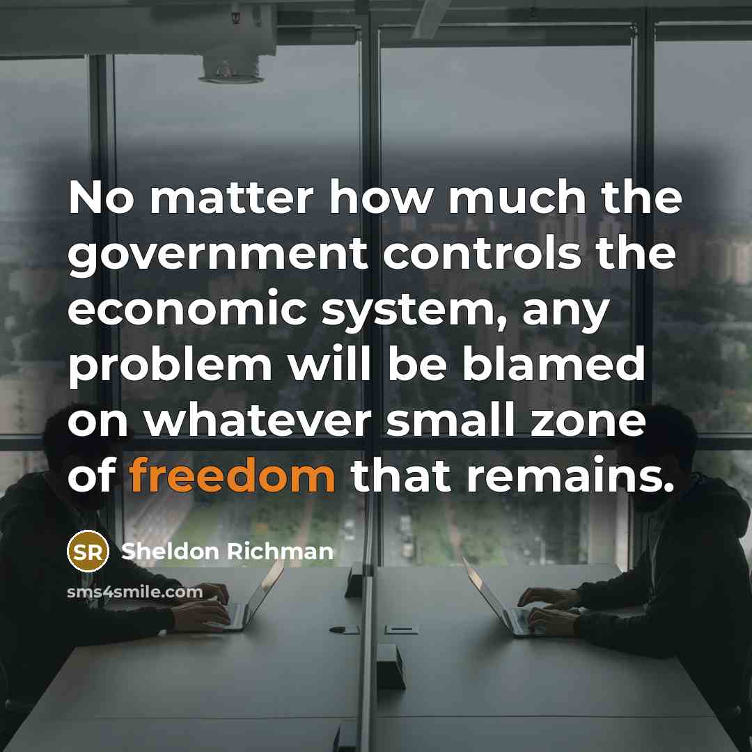 “No matter how much the government controls the economic system,…” quote by Sheldon Richman