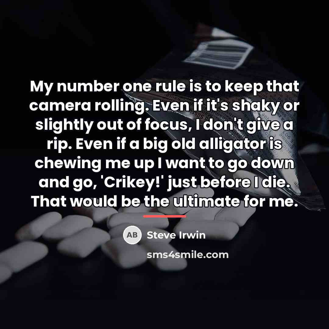 “My number one rule is to keep that camera rolling.…” quote by Steve Irwin