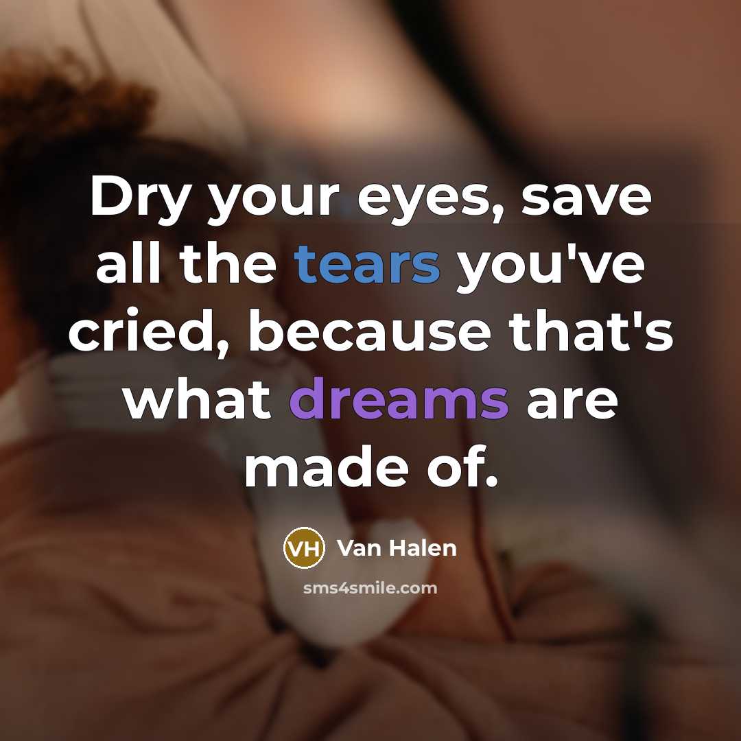“Dry your eyes, save all the tears you've cried, because…” quote by Van Halen