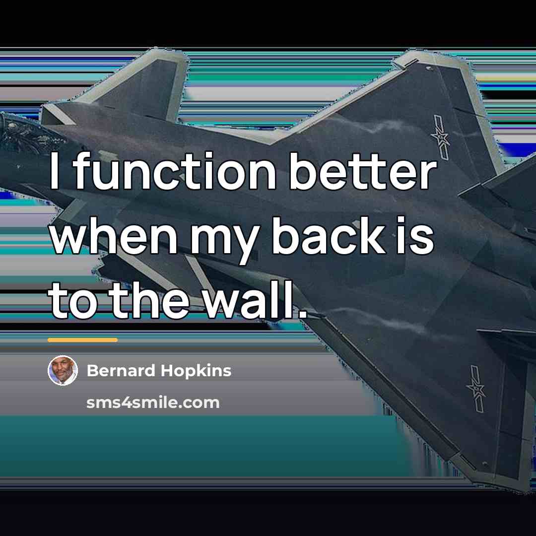 “I function better when my back is to the wall.…” quote by Bernard Hopkins