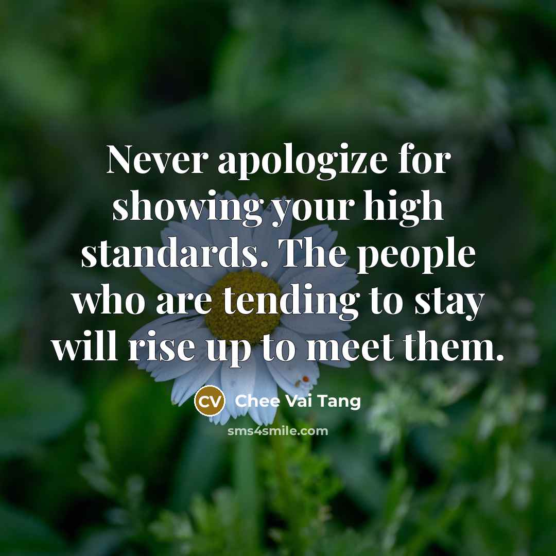 “Never apologize for showing your high standards. The people who…” quote by Chee Vai Tang