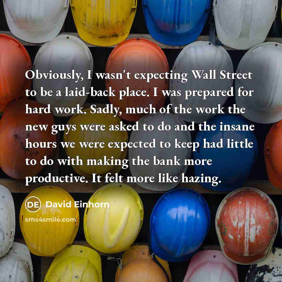 “Obviously, I wasn't expecting Wall Street to be a laid-back…” quote by David Einhorn