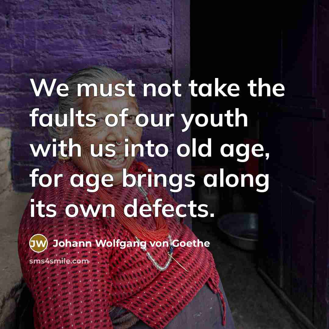 “We must not take the faults of our youth with…” quote by Johann Wolfgang von Goethe