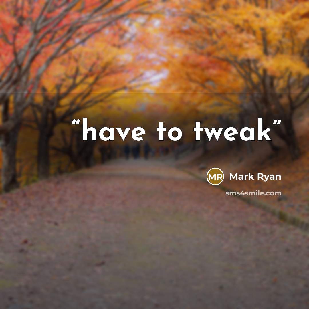 “have to tweak” quote by Mark Ryan