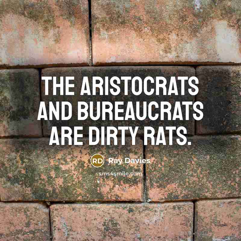 “The aristocrats and bureaucrats are dirty rats.…” quote by Ray Davies