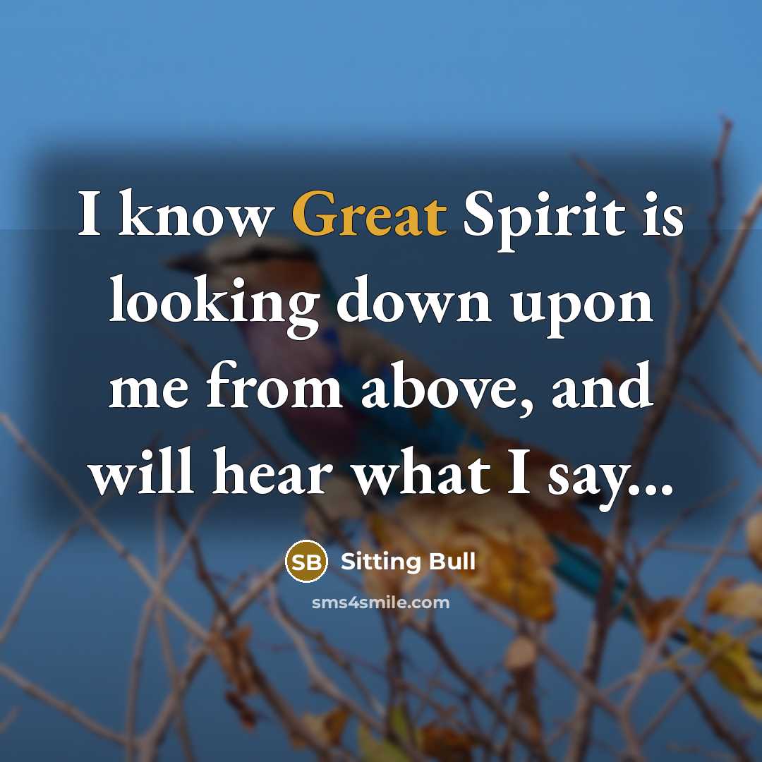 “I know Great Spirit is looking down upon me from…” quote by Sitting Bull