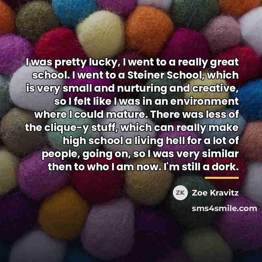 “I was pretty lucky, I went to a really great…” quote by Zoe Kravitz