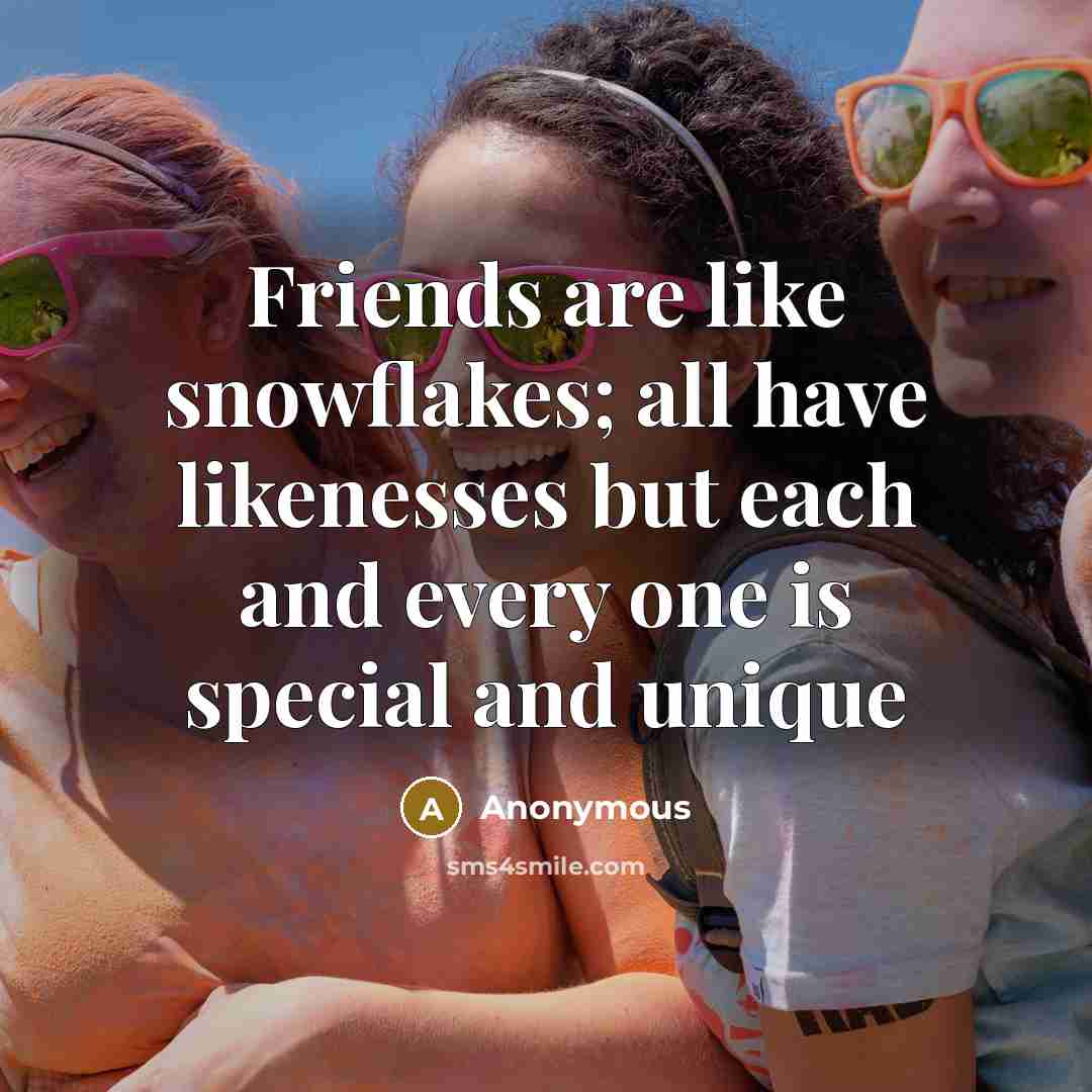 “Friends are like snowflakes; all have likenesses but each and…” quote by Anonymous