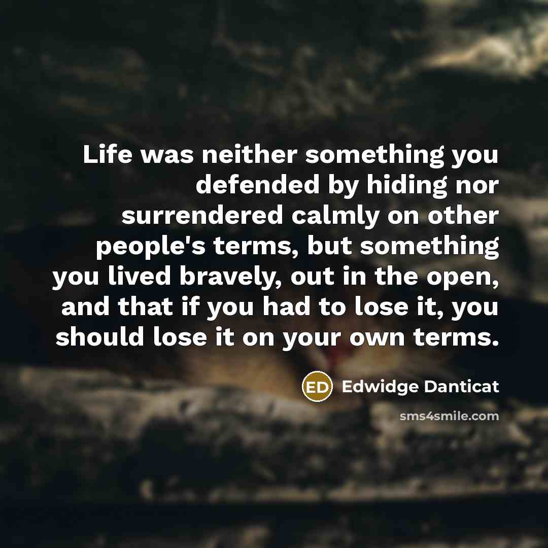 “Life was neither something you defended by hiding nor surrendered…” quote by Edwidge Danticat