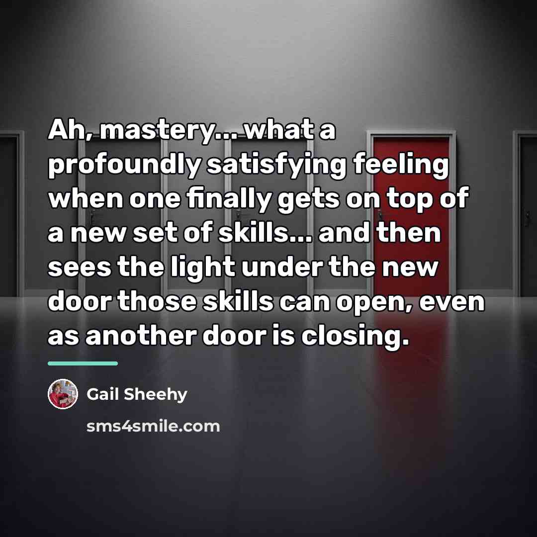 “Ah, mastery... what a profoundly satisfying feeling when one finally…” quote by Gail Sheehy