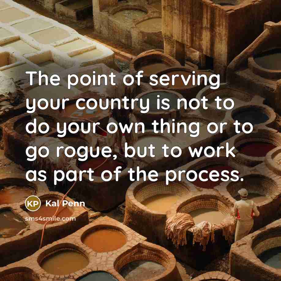 “The point of serving your country is not to do…” quote by Kal Penn