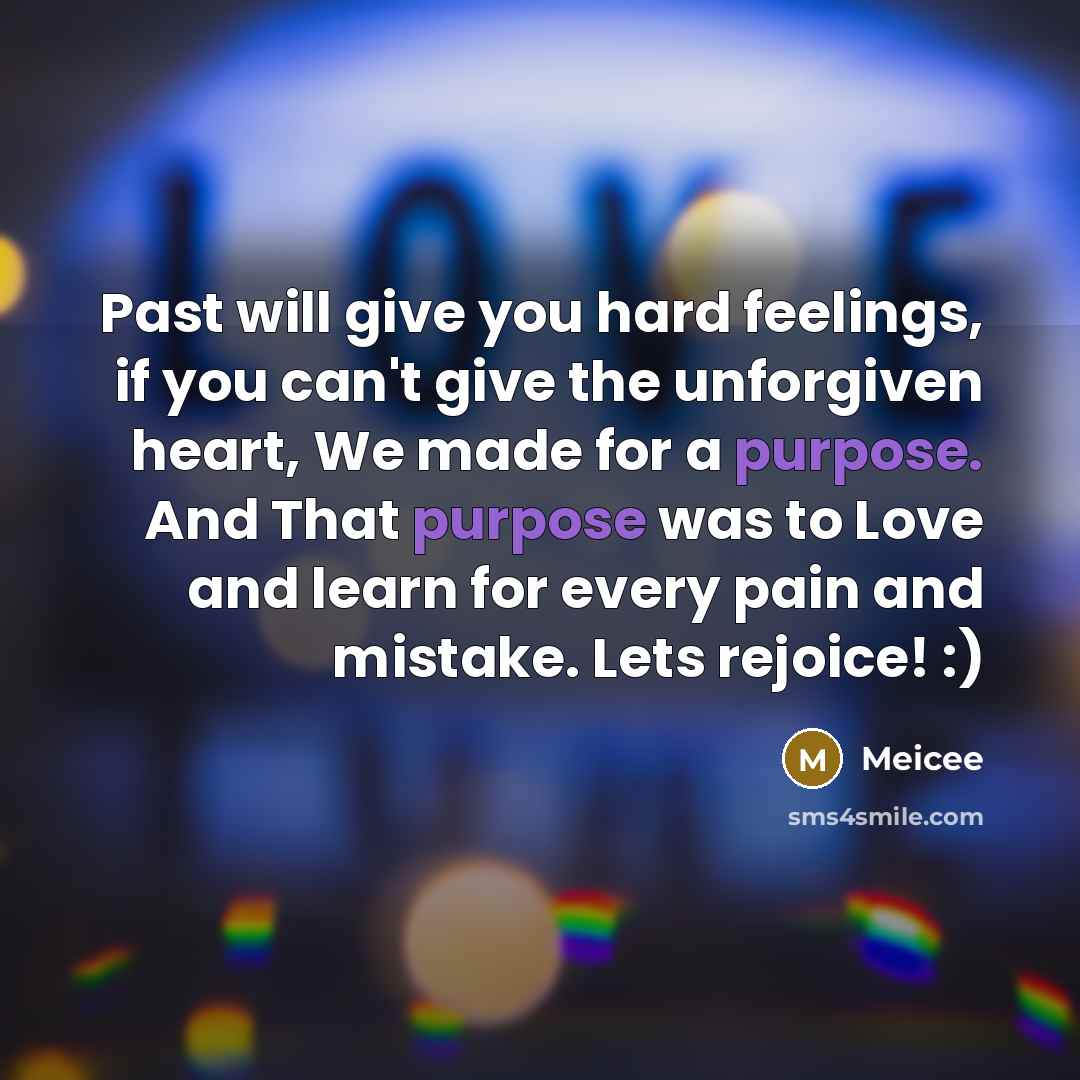 “Past will give you hard feelings, if you can't give…” quote by Meicee