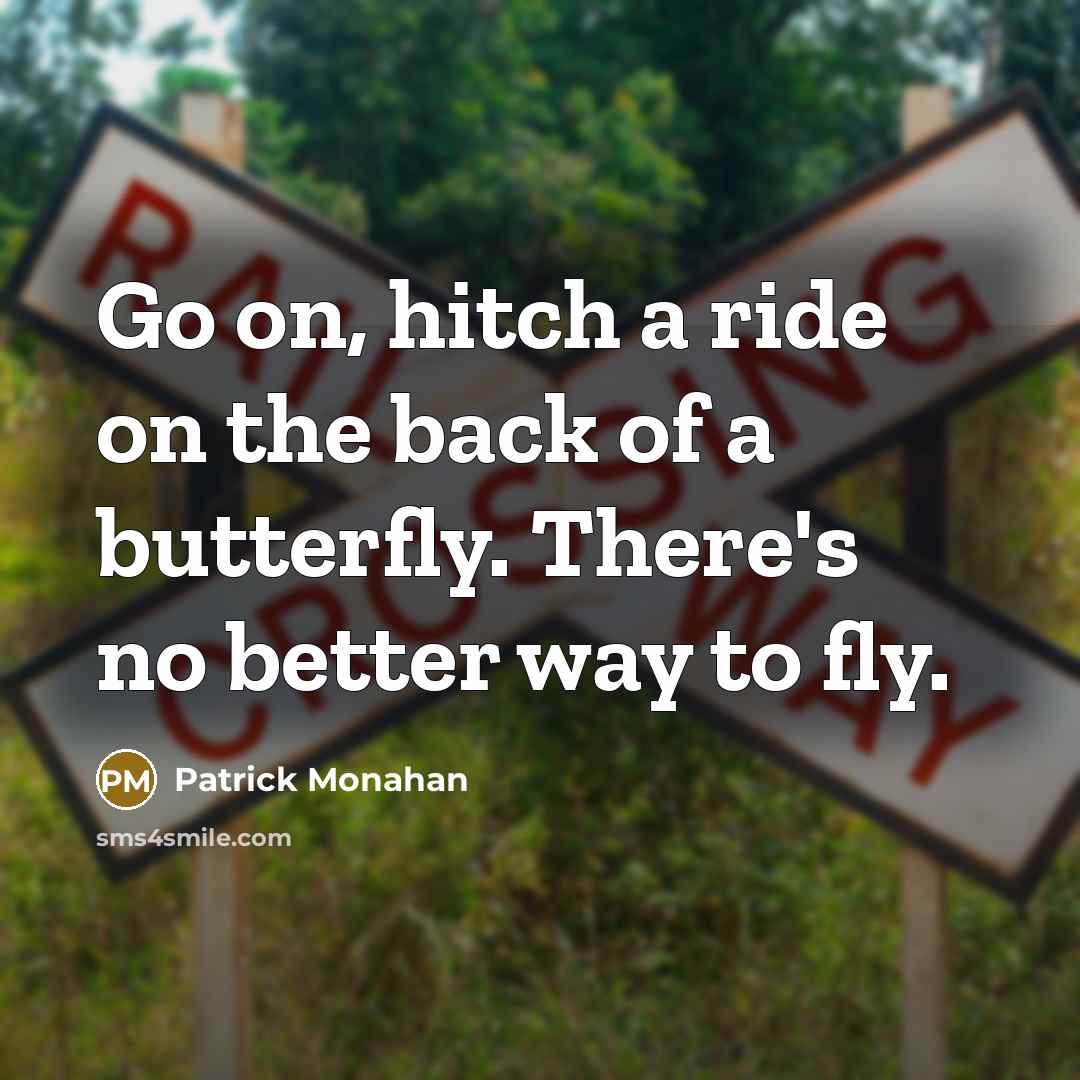 “Go on, hitch a ride on the back of a…” quote by Patrick Monahan