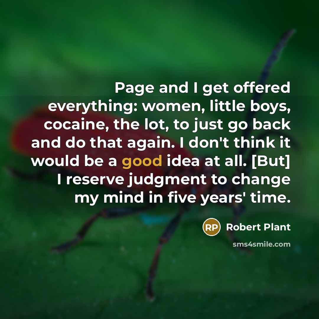 “Page and I get offered everything: women, little boys, cocaine,…” quote by Robert Plant