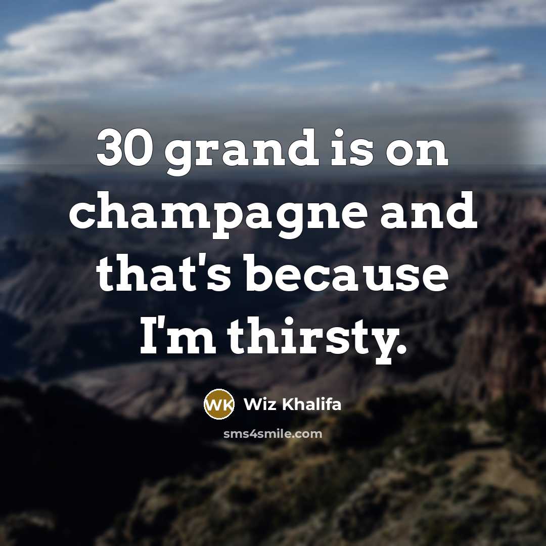 “30 grand is on champagne and that's because I'm thirsty.” quote by Wiz Khalifa
