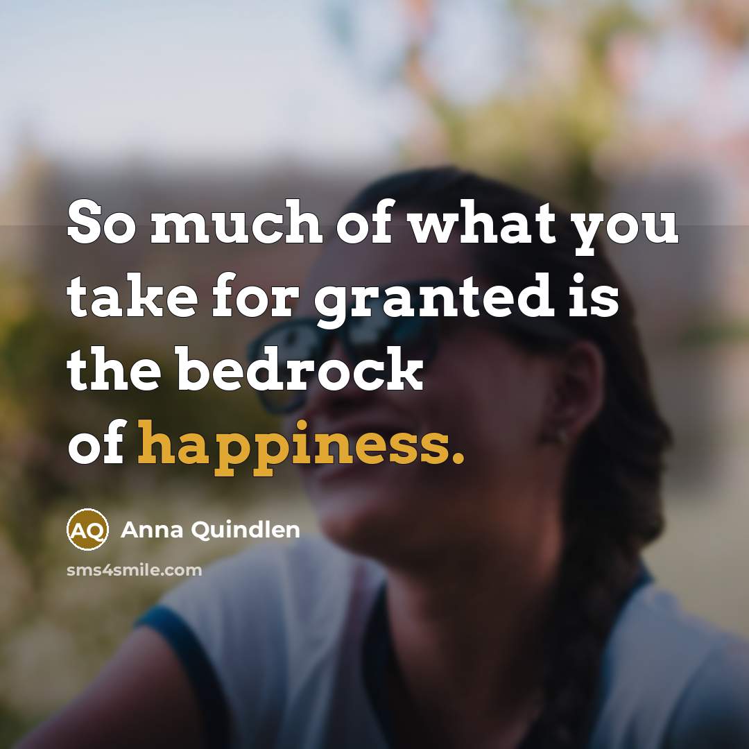 “So much of what you take for granted is the…” quote by Anna Quindlen