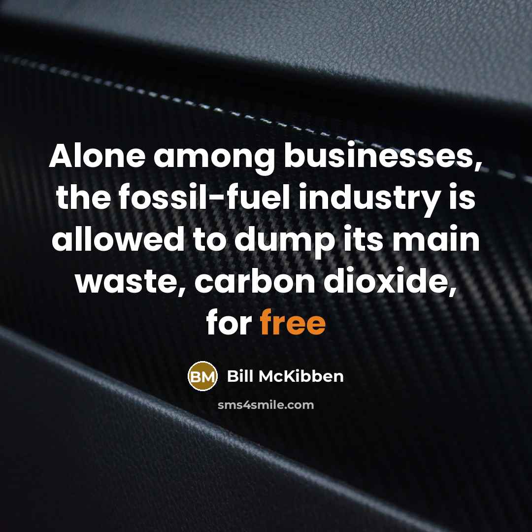 “Alone among businesses, the fossil-fuel industry is allowed to dump…” quote by Bill McKibben