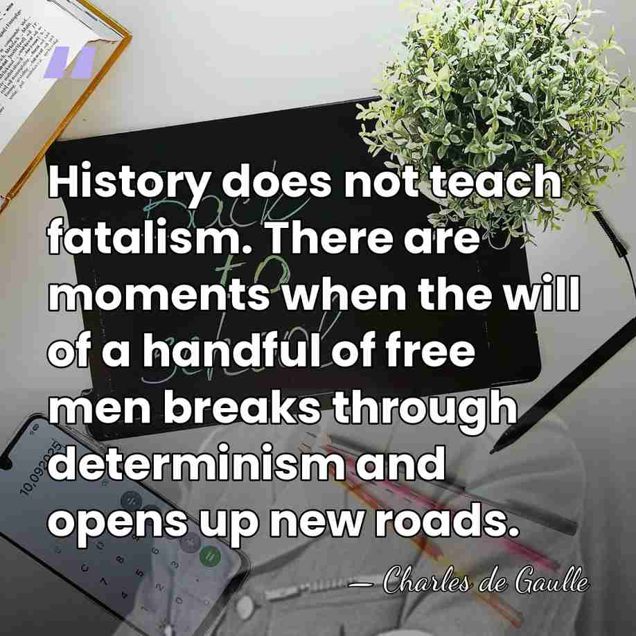 History does not teach fatalism. There are moments when the will of&hellip; - Charles de Gaulle
