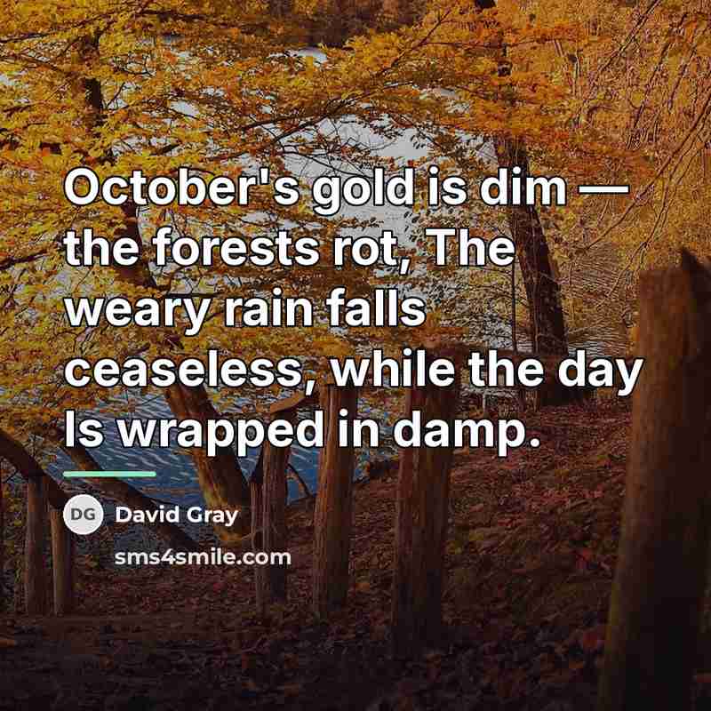 “October's gold is dim — the forests rot, The weary…” quote by David Gray