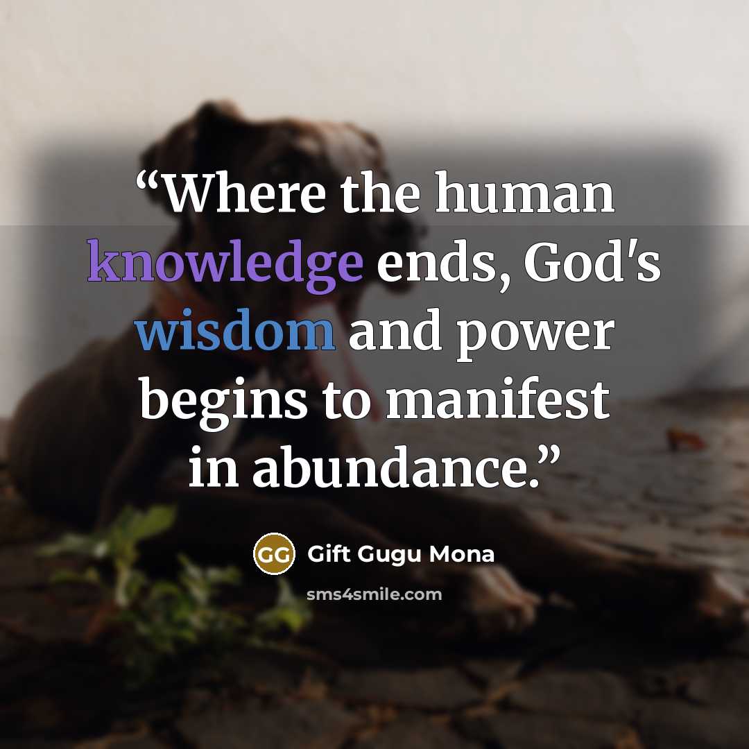 “Where the human knowledge ends, God's wisdom and power begins to manifest in abundance.” quote by Gift Gugu Mona