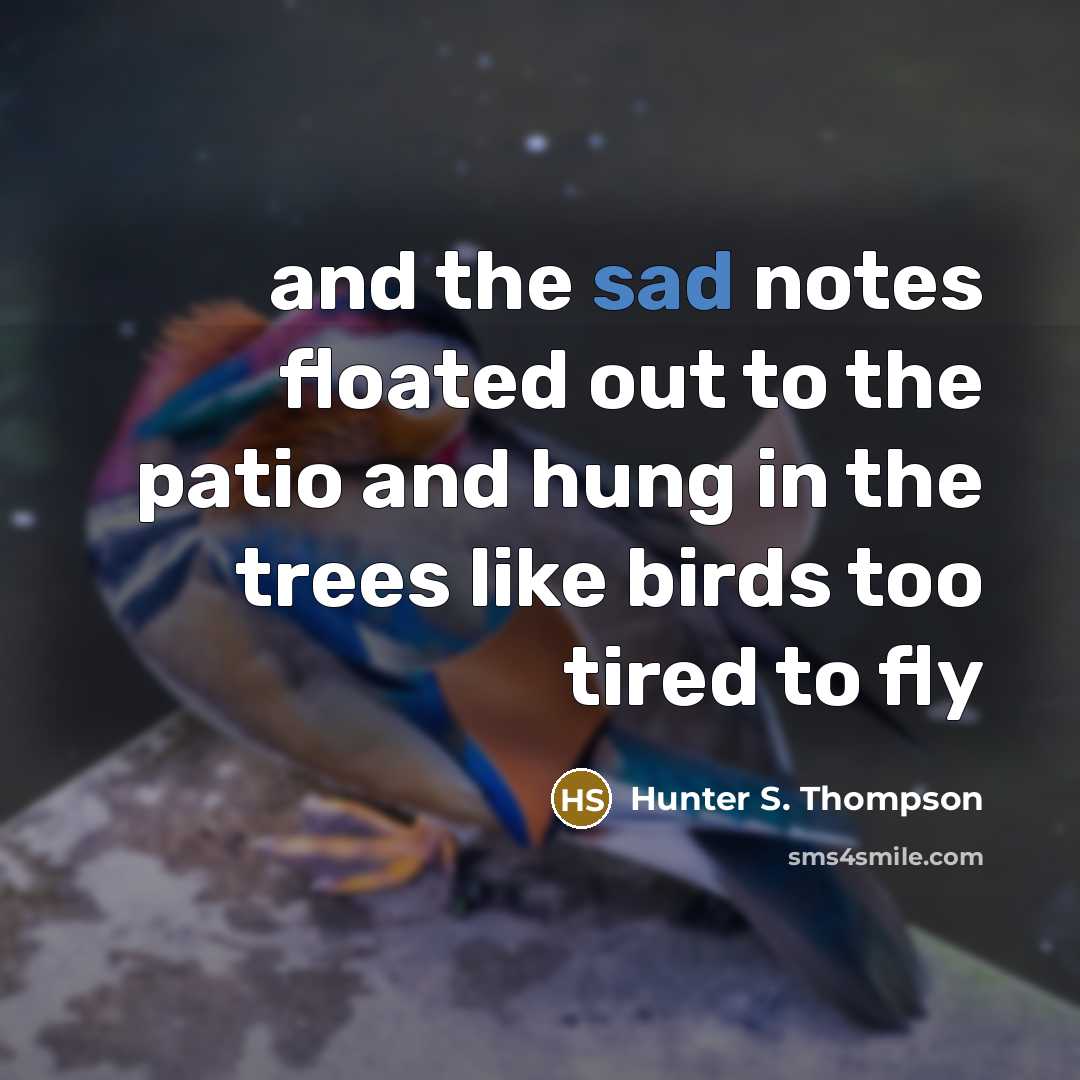 “and the sad notes floated out to the patio and…” quote by Hunter S. Thompson
