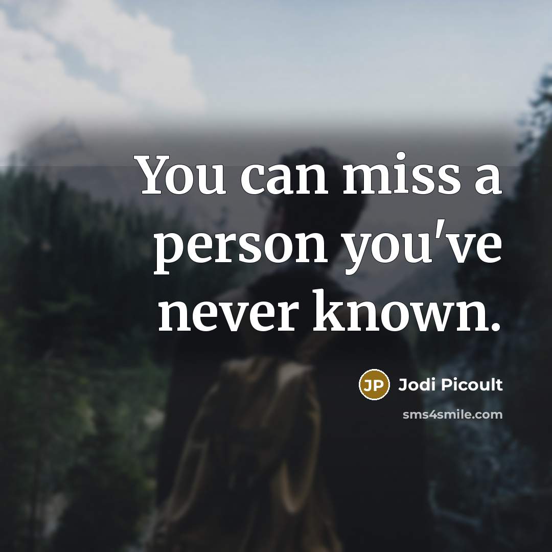 “You can miss a person you've never known.…” quote by Jodi Picoult