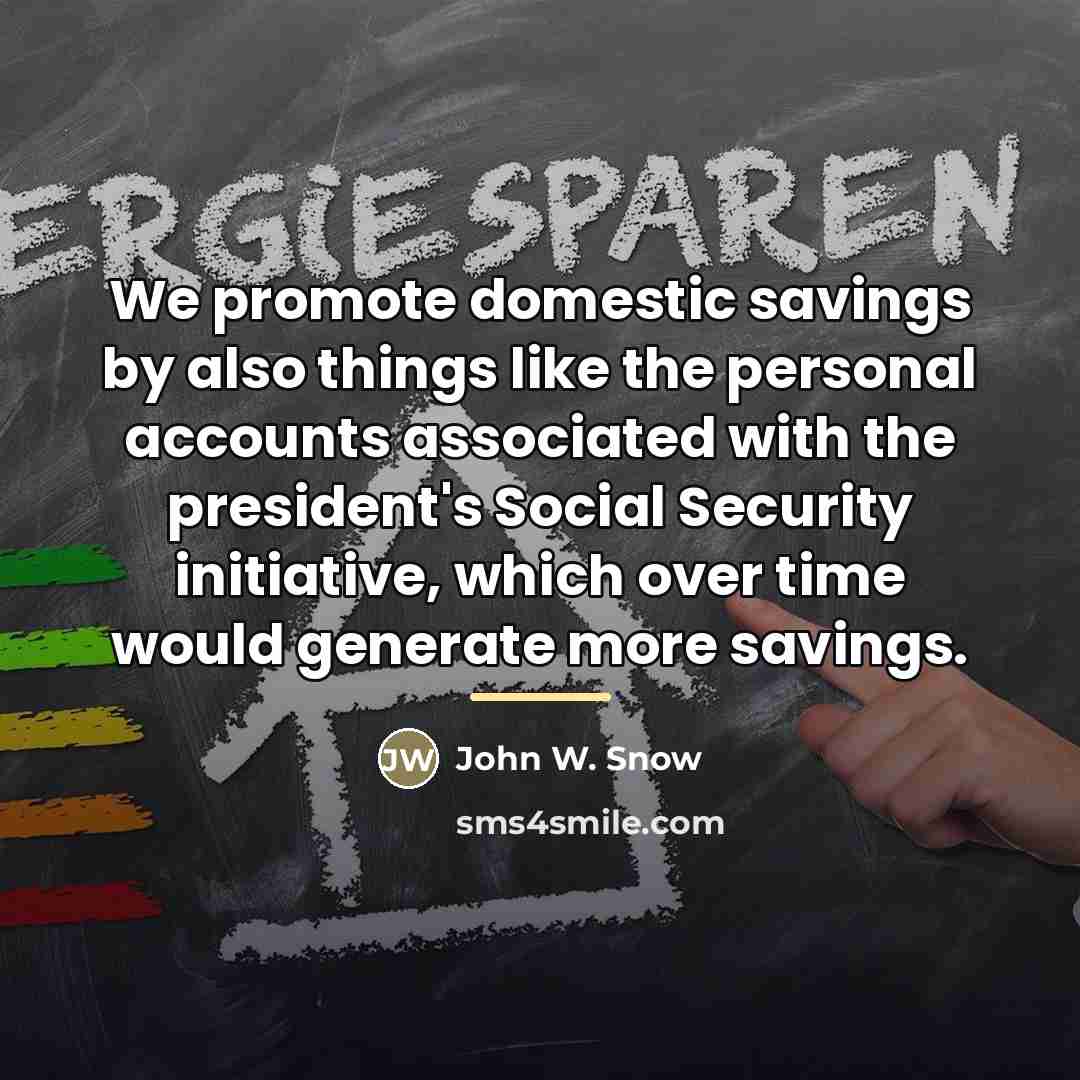 “We promote domestic savings by also things like the personal…” quote by John W. Snow