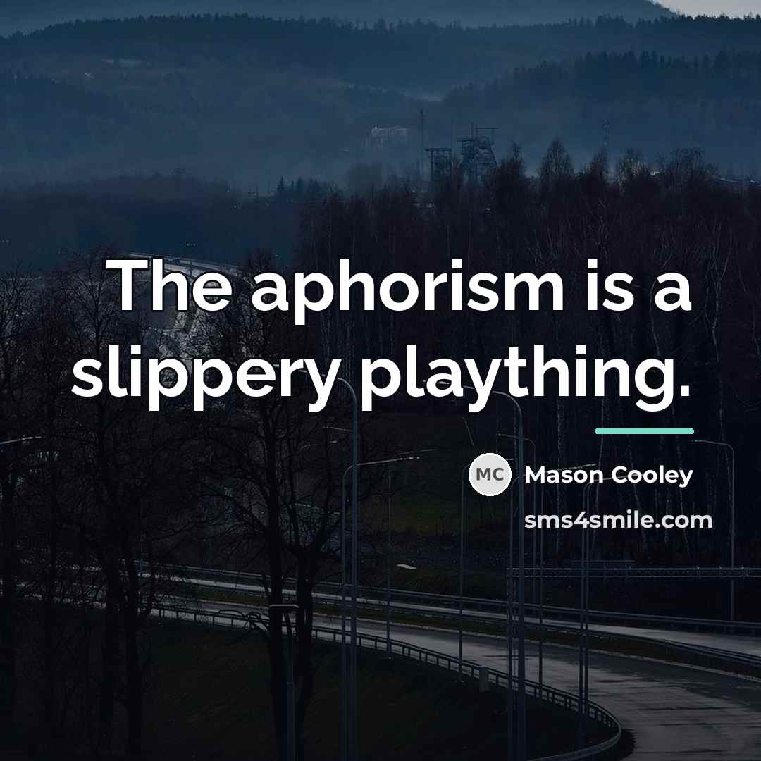 “The aphorism is a slippery plaything.…” quote by Mason Cooley