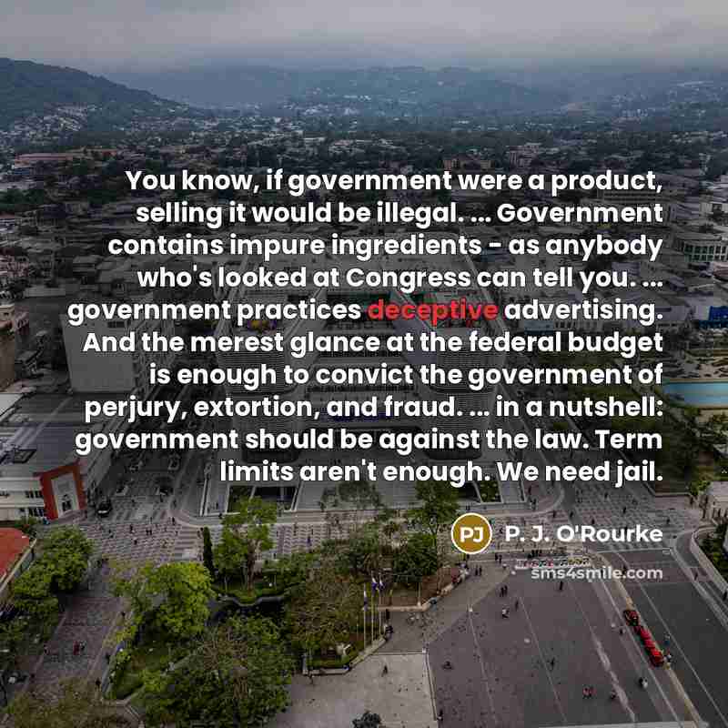 “You know, if government were a product, selling it would…” quote by P. J. O'Rourke