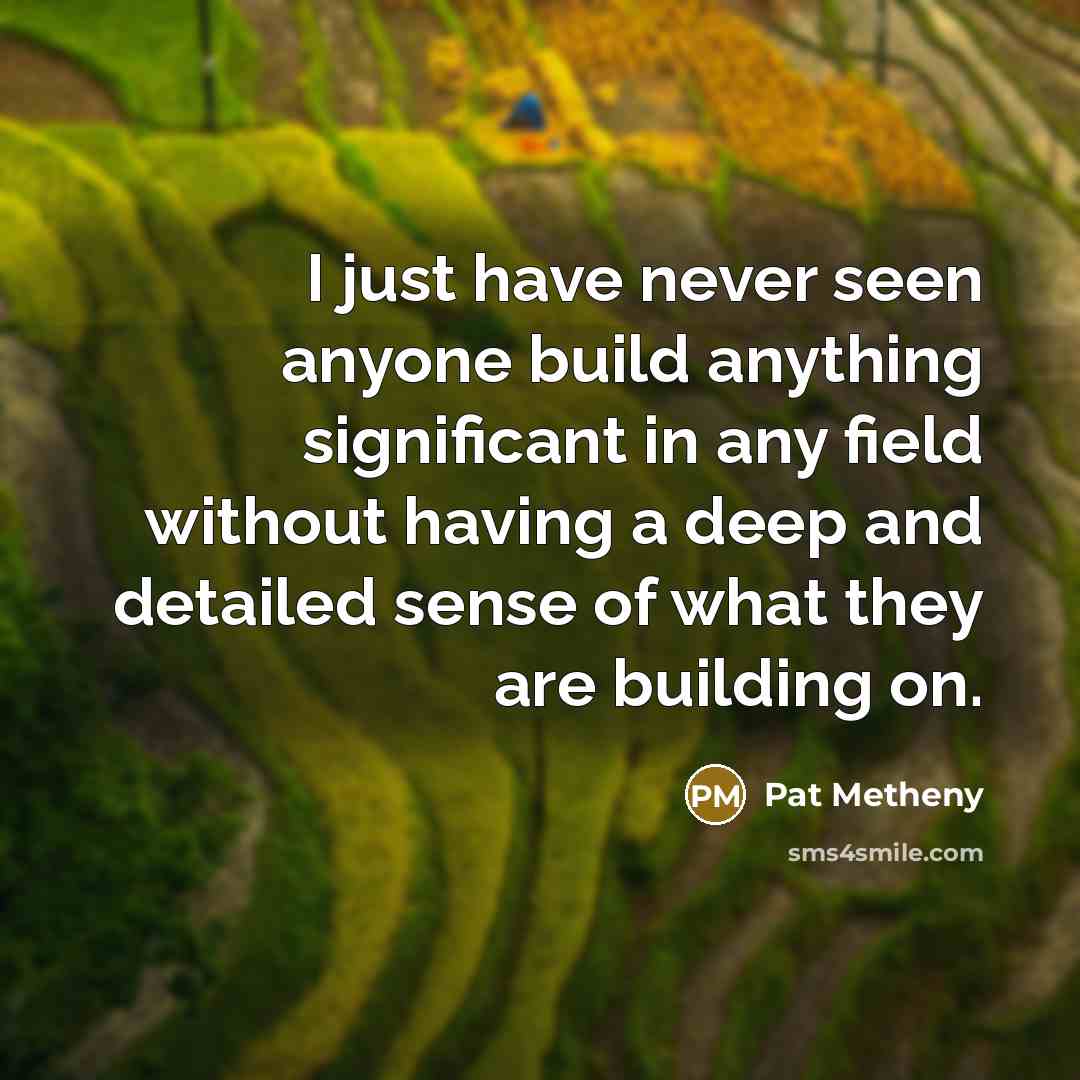 “I just have never seen anyone build anything significant in…” quote by Pat Metheny