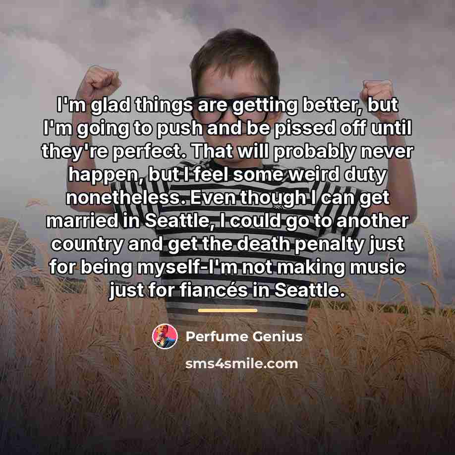 “I'm glad things are getting better, but I'm going to…” quote by Perfume Genius