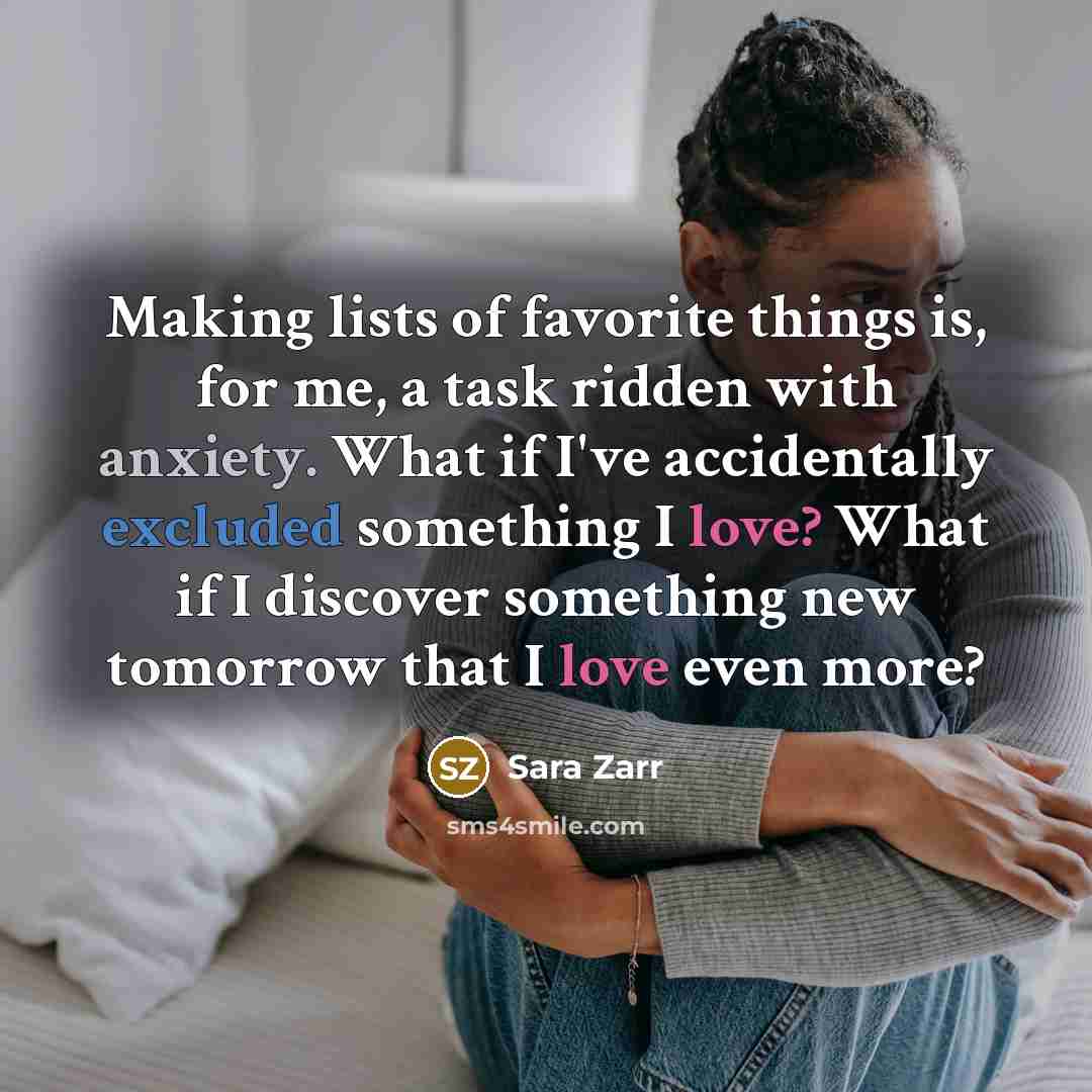 “Making lists of favorite things is, for me, a task…” quote by Sara Zarr