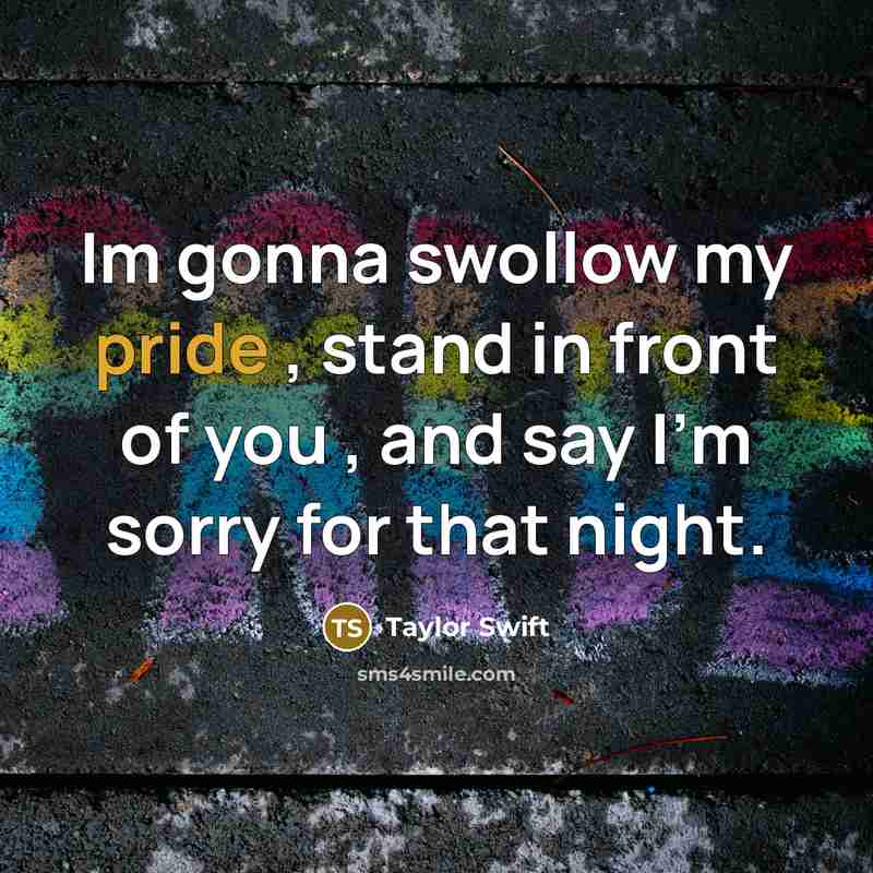 “Im gonna swollow my pride , stand in front of…” quote by Taylor Swift