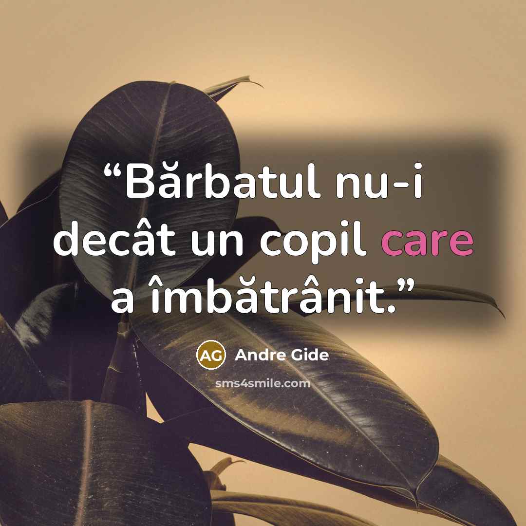 “Bărbatul nu-i decât un copil care a îmbătrânit.” quote by André Gide