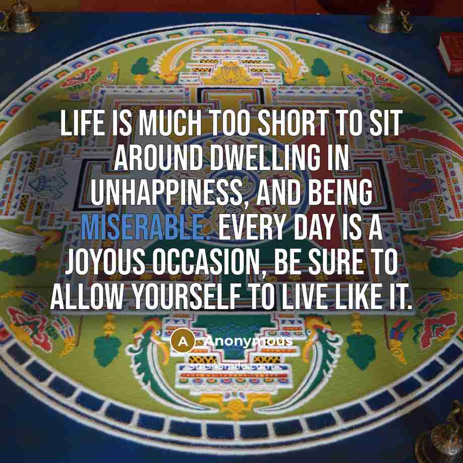 “Life is much too short to sit around dwelling in…” quote by Anonymous