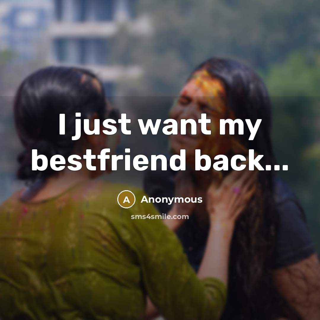 “I just want my bestfriend back...…” quote by Anonymous