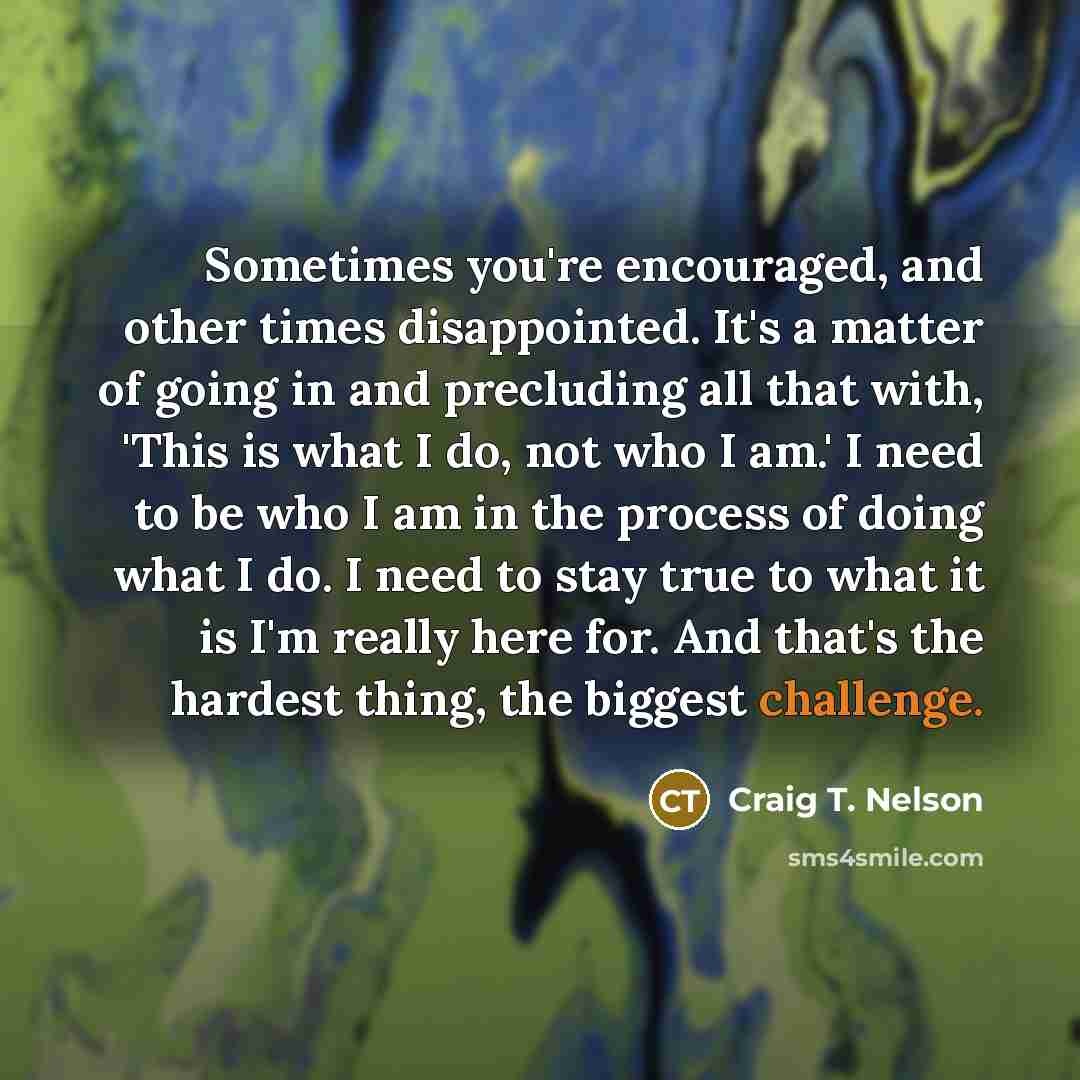 “Sometimes you're encouraged, and other times disappointed. It's a matter…” quote by Craig T. Nelson