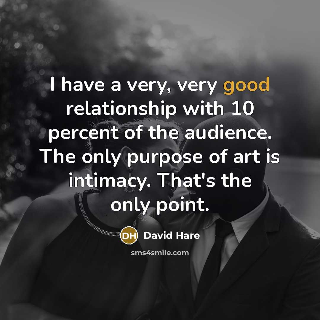 “I have a very, very good relationship with 10 percent…” quote by David Hare