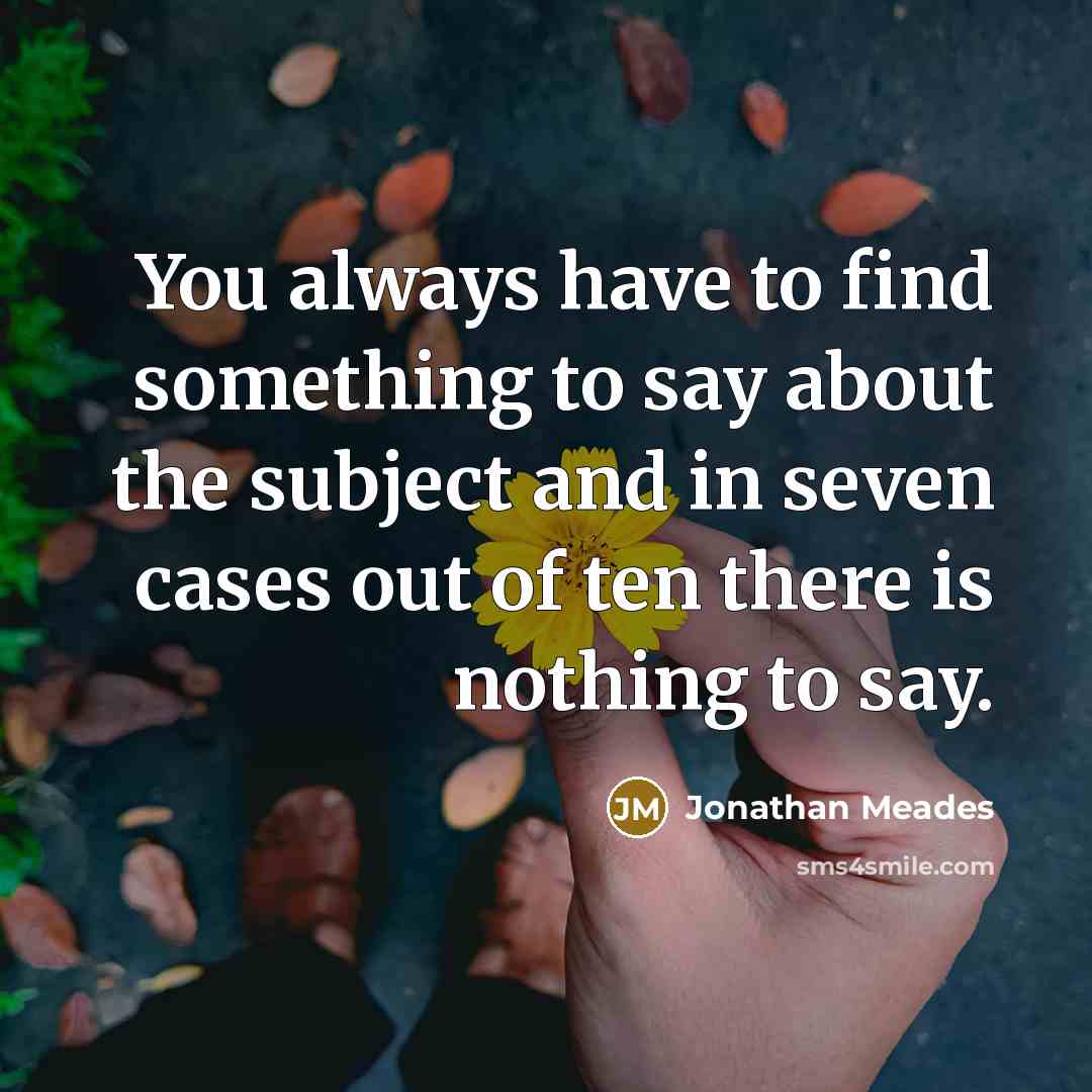“You always have to find something to say about the…” quote by Jonathan Meades