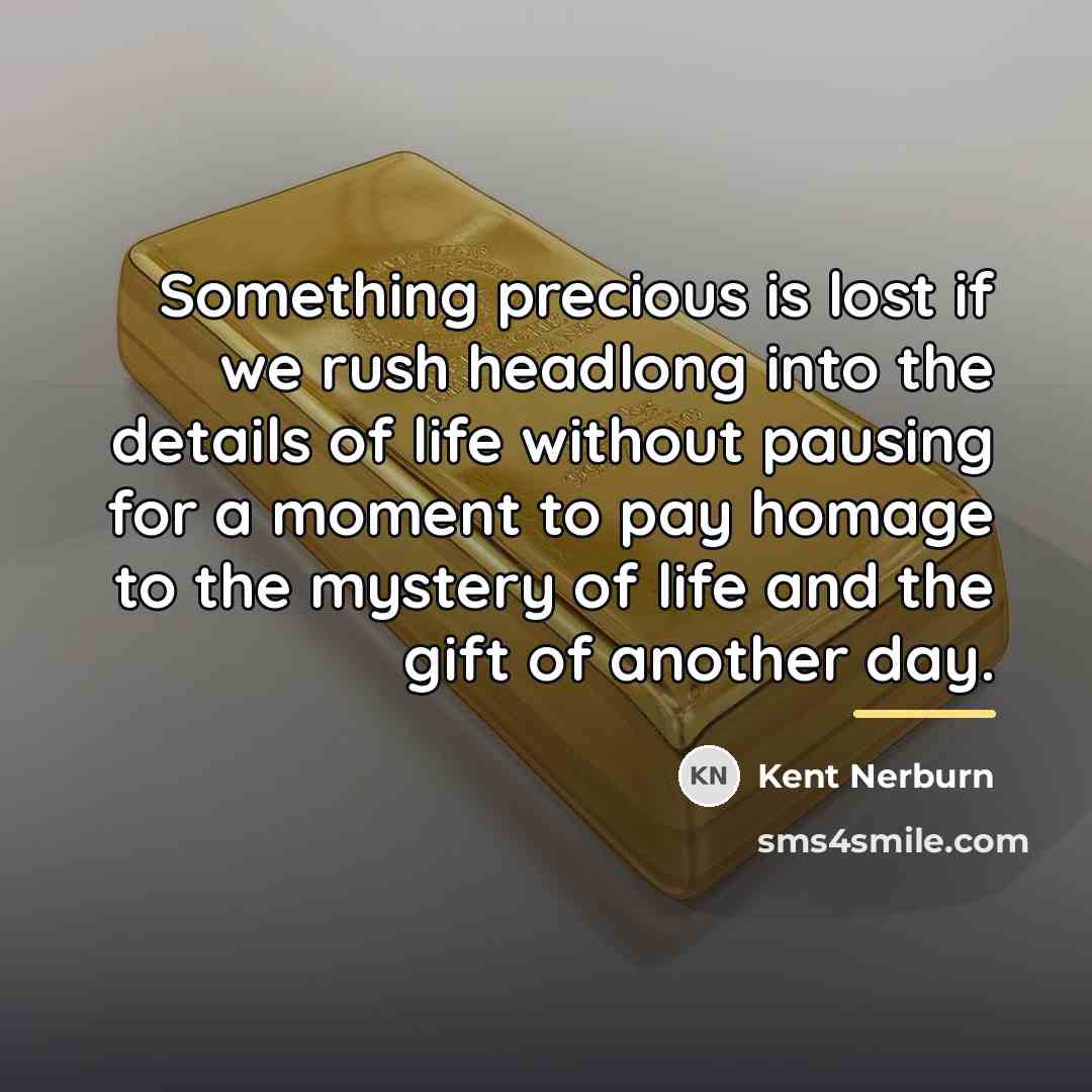 “Something precious is lost if we rush headlong into the…” quote by Kent Nerburn