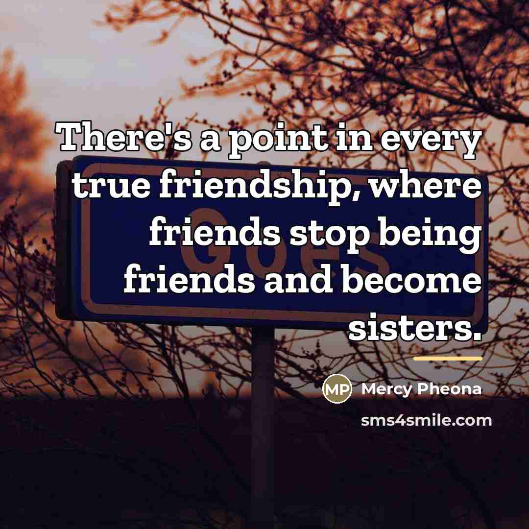 “There's a point in every true friendship, where friends stop…” quote by Mercy Pheona