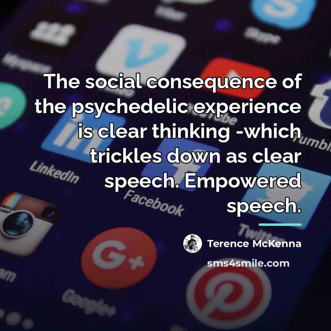 “The social consequence of the psychedelic experience is clear thinking…” quote by Terence McKenna