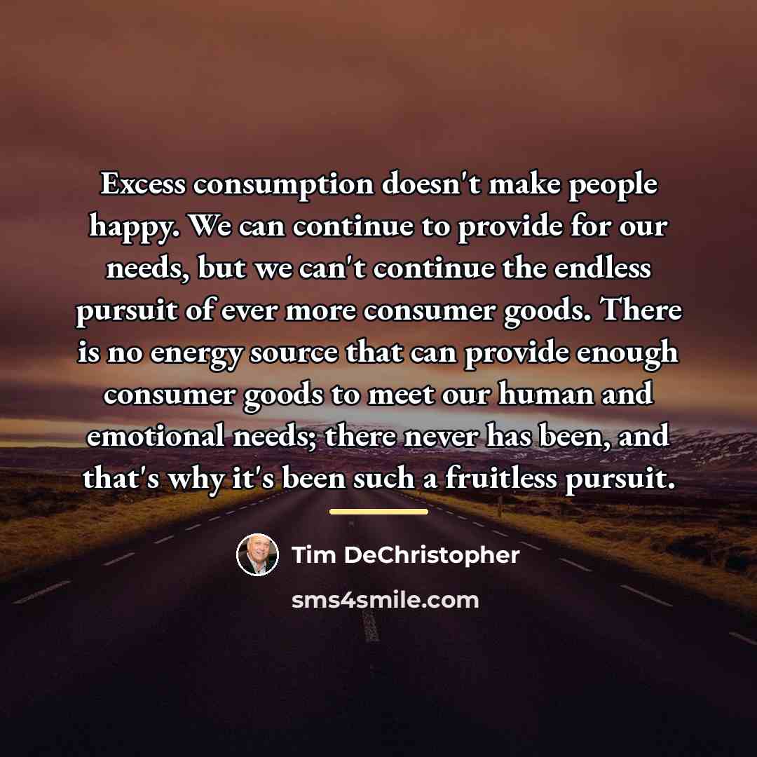 “Excess consumption doesn't make people happy. We can continue to…” quote by Tim DeChristopher