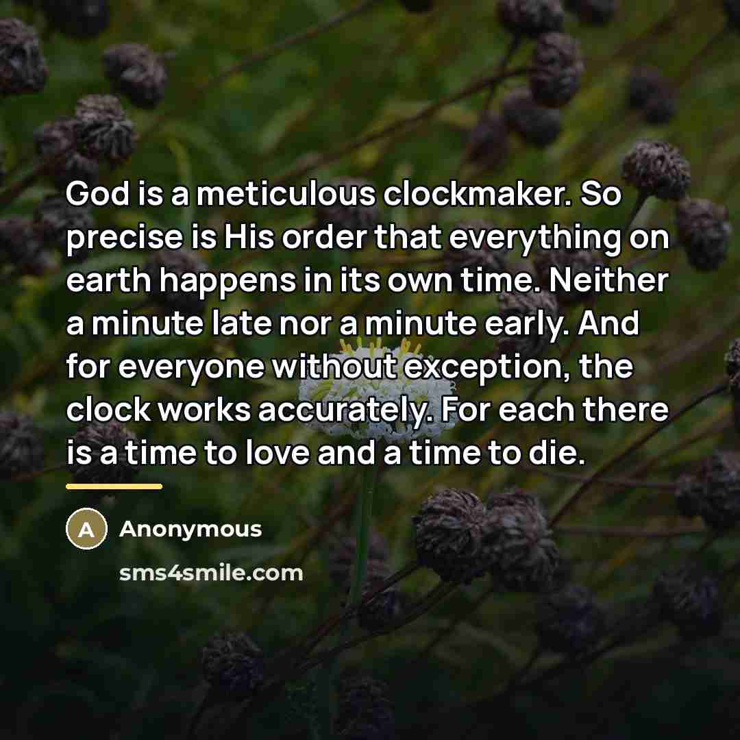 “God is a meticulous clockmaker. So precise is His order…” quote by Anonymous